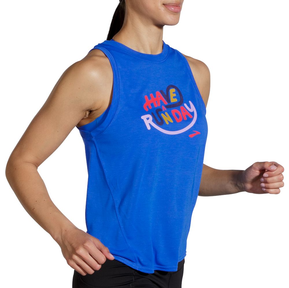 Damska koszulka do biegania Brooks Distance Graphic Tank 2 Damska koszulka do biegania Brooks Distance Graphic Tank